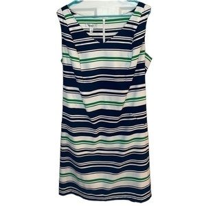 NWOT Dress Barn Size 16 White, Black & Green Striped Dress